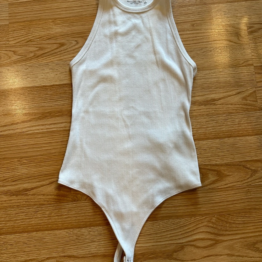 Abercrombie & Fitch White Classic Ribbed Bodysuit